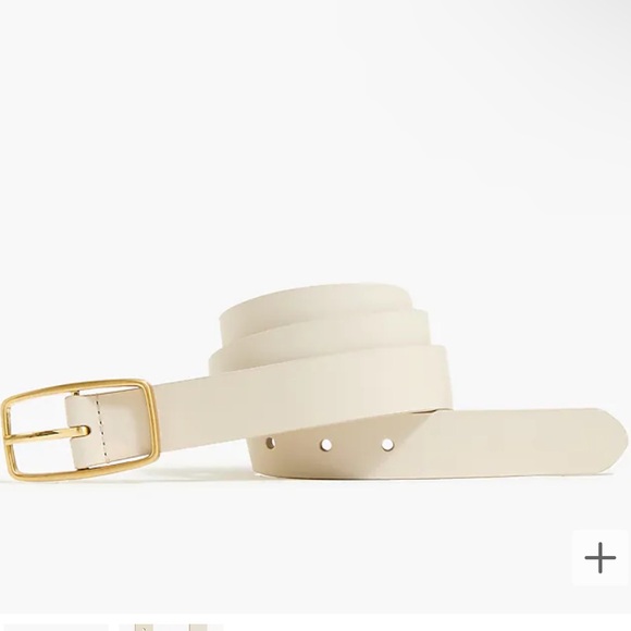 J crew factory leather belt with gold tone buckle in dusty ivory size M-L NWT - Picture 1 of 6
